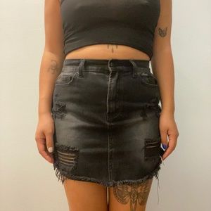 distressed denim skirt